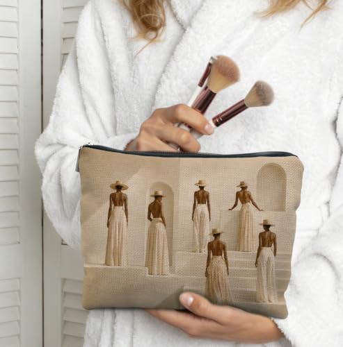 Modern Abstract Black Women Makeup Bag for Women | Black Woman Gifts,African American Woman Cosmetic Toiletry Bag Zipper Pouch - color: African American Woman