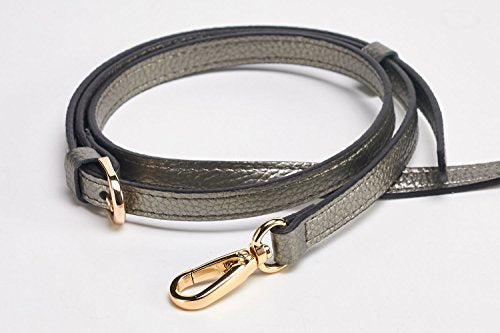 LIVE UP Full Grain Purse Strap Genuine Leather Replacement for Cross Body Bag Handbags - color: Silver Grey