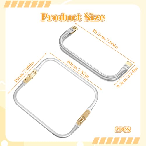 2Pcs 8" Purse Frame Rectangle Lock Frame Kiss Lock Metal U-Shaped Bag Handle Purse Hardware Inner Kiss Clasp for DIY Handle Bag Making Supplies Sewing Clutch Crafts