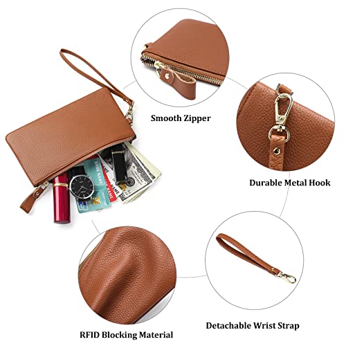 GOIACII Wallets for Women RFID Blocking Ultra Slim Real Leather Credit Card Holder Clutch - color: 1-2020-brown-1