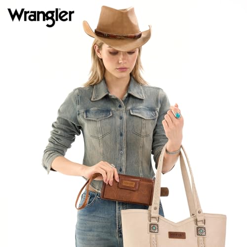 X Wrangler Western Wallet for Women Card Cases & Money Organizers Wristlet Wallet with Zipper Pocket - color: 1-brown