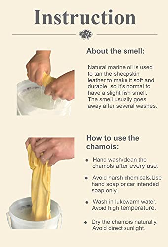 SHEEPSKIN ELITE Chamois Drying Cloth Car Drying Towel Real Leather Absorbent Drying Natural Chamois Car Wash Cloth Accessory (3.7-4.2 sq ft) - size: 3.7 sq. ft.