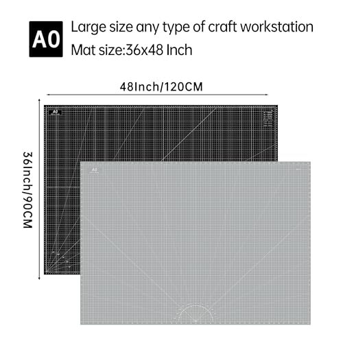 Headley Tools Thickened 36 x 48 Inch Self Healing Sewing Cutting Mat, A0 Rotary Cutting Sewing Mat for Crafts, Double Sided 5-Ply Table Cutting Board for Fabric Quilting Leather Hobby, (Grey/Black) - color: Grey/Black, size: 48"L x 36"W