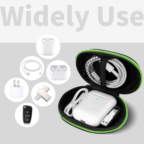 1 Pack Oval Earbud Case Storage Bag with Carabiner, Green | Portable EVA Carrying Case, For Wired/Wireless Headphones, SD Card Storage, Camera Chip - color: D3-oval green