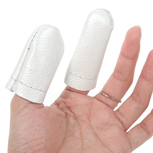 SEWACC 20 Pcs Leather Finger Cots Needle Felting Finger Protectors Thumb Thimble Embroidery Needlework Fingers Thumb Protection Sleeve Cots (Random Color) | Leather finger sleeves for embroidery,sewing and needlework,protect fingers from needles with flex