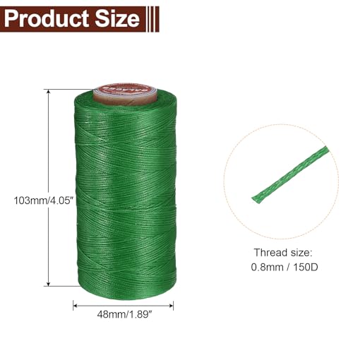 uxcell Flat Leather Sewing Waxed Thread, 270m / 295 Yards Polyester Wax String, 150D Wax Stitching Cord for Leather Crafts, Bookbinding, Bracelets Braided, Dark Green - color: Dark green
