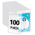 100 Pack Vertical ID Badge Holders, Clear Waterproof Plastic Card Holder - size: 100 Pack