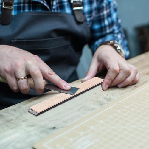 Rectangular Stropping Honing Strop Sharpener Cowhide Leather Strop Sharpening Stone Cowhide Leather Sharp Edges Strop Polishing Woodcarving Tools for Knife Sharpening Polish - color: Brown
