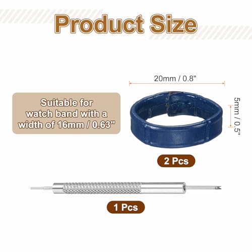 HARFINGTON Leather Watch Band Loops Replacement Watch Band Keeper Watch Strap Holder Retainer Wristwatch Strap Fastener Rings - color: Dark Blue, size: 16mm