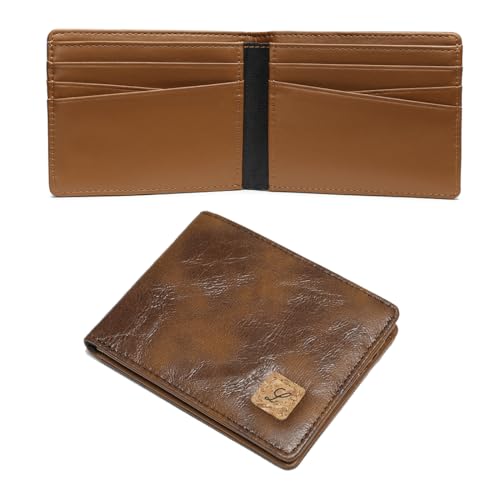 Lanyani Minimalist Fabric Wallet Bifold RFID Blocking - color: Z-Brown