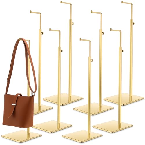 Maitys 4 Pack Purse Display Stands - Adjustable Height Handbag Display Stand Metal Bag Rack Handbag Stand Holder Single Hanging Hook Bag Stands for Boutique Store (Gold) - color: Gold