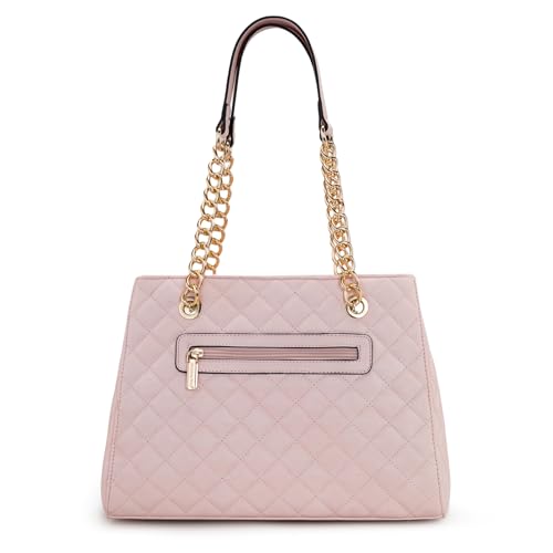 Montana West MEDIUM Tote Bag for Women Quilted Chain Handbags Shoulder Purse - color: A Pink