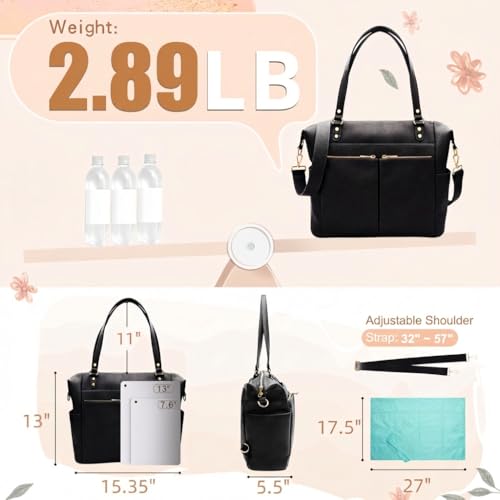 MOMINSIDE Diaper Bag Tote Convertible Diaper Bag Backpack Tote Leather | 4 in 1 Baby Bag Hospital bag 13 Pockets Travel Diaper Tote Pañaleras Para Bebe with Changing Pad for Mom & Dad(Black) - color: Black