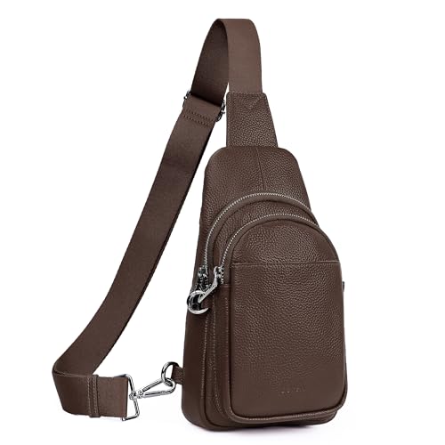 befen Genuine Leather Sling Bag for Women Anti-Theft Crossbody Chest Bags Fanny Packs for Travel with RFID Card Slots | Real Leather, Anti Theft, RFID Blocking, 3 Card Slots, Anti Pocket Bag, Multi Pockets, Travel Purse - color: Coffee