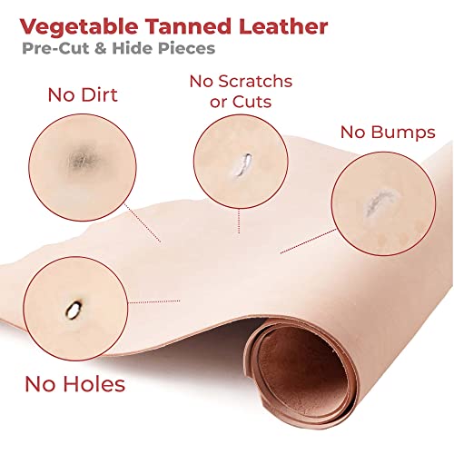 ELW 3-4 oz (1.2-1.6mm) Thickness Weight 6"x12" Vegetable Tanned Leather Cowhide Grade AB Full Grain Leather for Tooling, Carving, Engraving, Molding, Embossing, Stamping, & Dyeing - color: 3-4 oz (1.2-1.6mm), size: 6"x12"