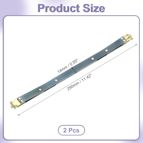 uxcell Metal Internal Flex Frames, 2 Pcs 11.42" x 0.55" Flex Frame Kiss Lock Clasp, Handbag Frame Hardware Accessories Bag Clip for DIY Clutch Coin Purse Handmade Sewing Making Craft - size: 11.42" x 0.55"