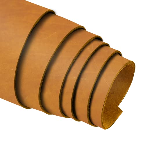 ELW Cowhide Bourbon Brown Leather 9-10 oz (3.6-4mm) Thickness Pre-Cut Calf Hide Full Grain Leather for Tooling, Holsters, Sheath, Carving, Embossing, Stamping - color: Tobacco Brown, size: Select