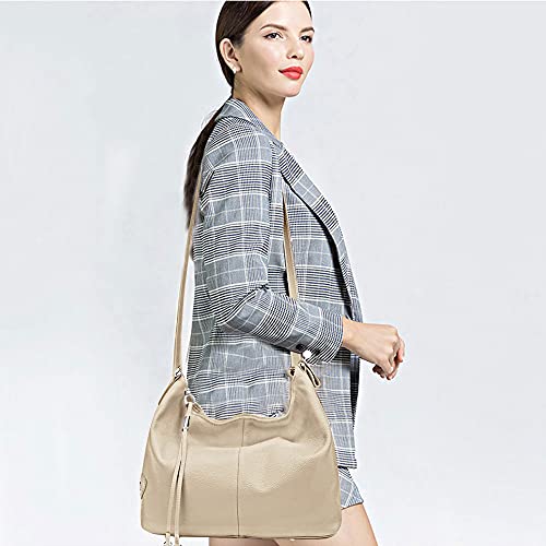 zency 6 Colors Fashion 100% Real Genuine Leather Women Shoulder Bag Handbag Lady Casual Tote - color: Beige