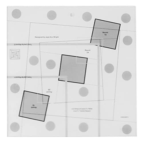 AUNMAS Log Cabin Quilting Ruler, Non Slip Acrylic Quilt Ruler with Printed Strip Widths and Center Square for Precise Trimming Log Cabin Blocks High Contrast Markings - size: 10 Inch