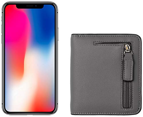 Toughergun Women’s Small Slim Leather Wallet with RFID Protection, Compact Bifold Mini Purse with Clear ID Window - color: 07 ReNapa Grey Light