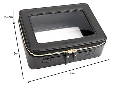 Aveniee Clear Makeup Bag Organizer, Portable Travel Toiletry Cosmetic Bag Case for Women, Heavy Duty Clear Pouch with zipper with Transparent Vinyl Windows & Gold Zippers(Black) - color: Black, style: Classic