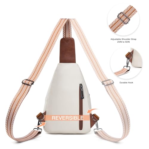 Leresas 7L Sling Bag for Women Vegan Leather Crossbody Purse Chest Bags Fashionable Trendy Fanny Pack with Travel, Beige - color: 7l-m-beige Brown, size: 7L