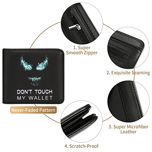 Bistup Teen Boys Cool Wallet-Men Mens Men'S Funny Leather Credit Id Card Cash Holder Man Black Rfid Blocking Zipper Wallets With Coin Pocket Id Window Aesthetic Teen Boy Male Youth Guys - color: monster