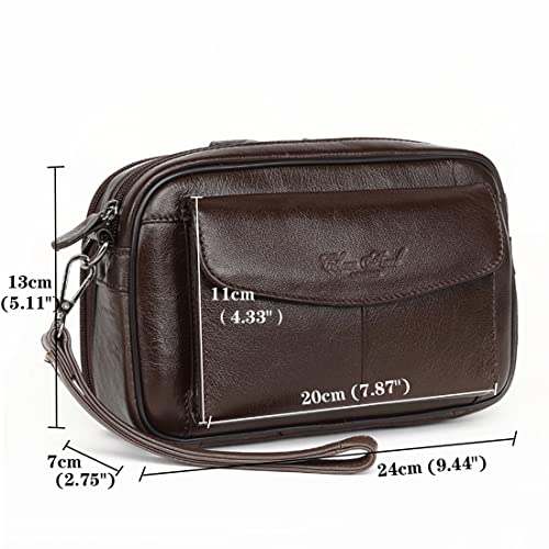 Leather Clutch Purse Wallet Men Wrist Bag - color: #03coffee