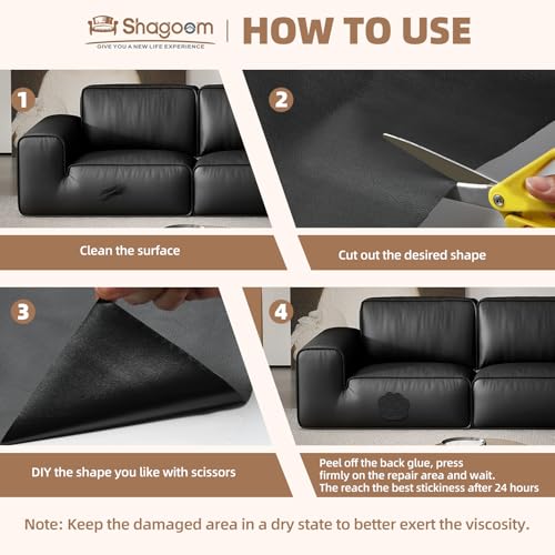Shagoom Leather Repair Kits, Large Vinyl Repair Patch for Couches Furniture | PU Leather, Self-adhesive, Quick Repair, Strong Stick, Large Size, Couch Repair Patch, Furniture Repair Tape - color: Light Brown, size: 3.5X79 inch