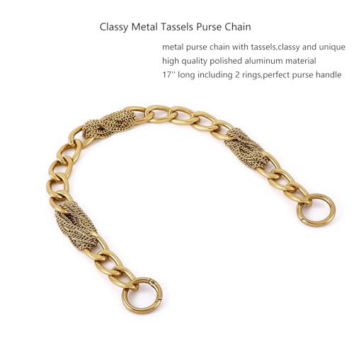 Yichain Classy Metal Tassels Bag Chains Purse Handles Shoulder Strap Replacement Charms Accessories (Antique Gold Small 17'') - color: Antique Gold Small 17''
