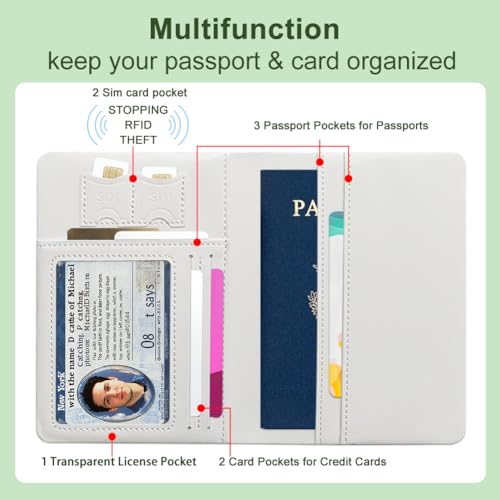 PU Leather Passport Holder Cover 5.9×4.3 Inch with Credit Card Slot Boarding Pass Slot Combo Blocking Passport Holder Wallet Cover Case for Travel Boarding Essentials(Clover Cat) - color: Clover Cat