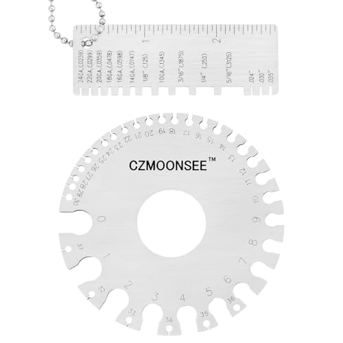 2-Piece Set of Stainless Steel Welding Diameter Gauge Measuring Tools - Standard Double-Sided Circular Thickness Gauge, Welding Wire, Wire, Metal Wire Welding Thickness Gauge