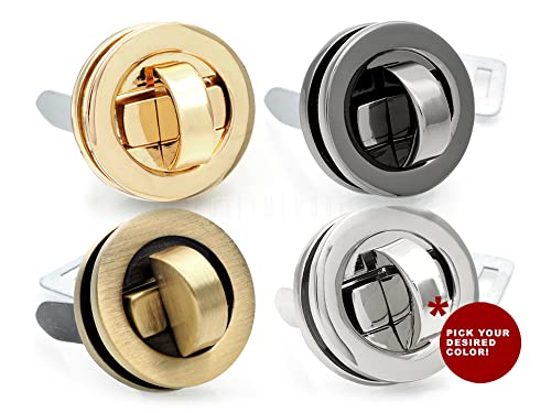 CRAFTMEMORE 2 Sets 20mm Round Metal Twist Locks Purse Closure Clasp Bag Making Accessories SC2052 Silver