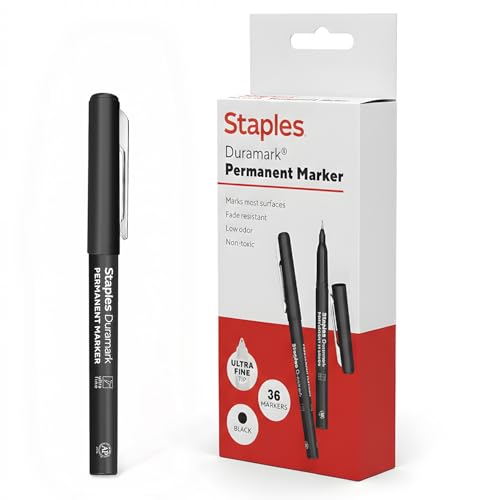 Staples Duramark Permanent Markers, Ultra Fine Tip, Black, 36-Pk | Precision markers for detailed writing, labeling, and office documentation. - color: Black, size: 36 Pack, style: Ultra Fine