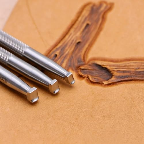 Singring Leather Stamps Tool Back Beveled Stamps Set Stainless Steel Stamping Tool Arc Angle Beveling Set 3Pcs Professional LeatherCrafts Carving DIY Kit