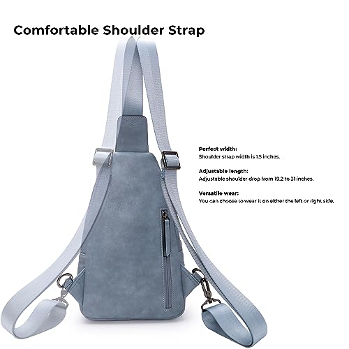 Alldaily Large Sling Bag for Women Crossbody Purse Leather Fashionable Trendy Chest Bag for Travel, Fanny Pack (Blue) - color: Blue
