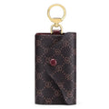 GOLF SUPAGS Women PVC Leather Car Key Chain Card Holder Wallet Pouch 6 Hook Snap Closure keys Money Organizer Case | Card Holder - color: Brown×Wine