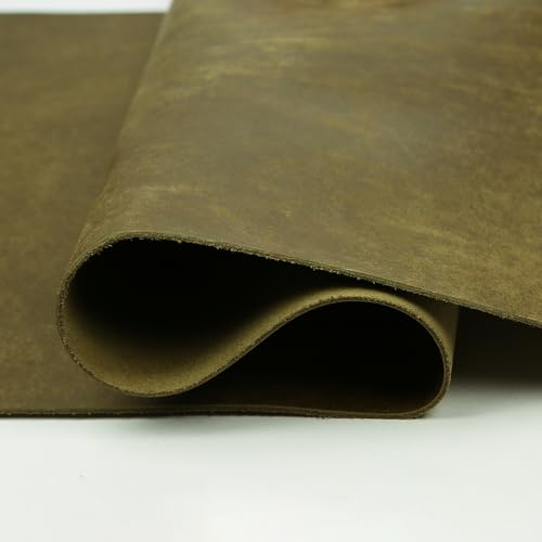 Eren's Leather Goods Pueblo Leather Sheets for Crafts, Full Grain Cowhide Tooling Leather Pieces (Olive Green, 12"x12") - color: Olive Green, size: 12"x12"