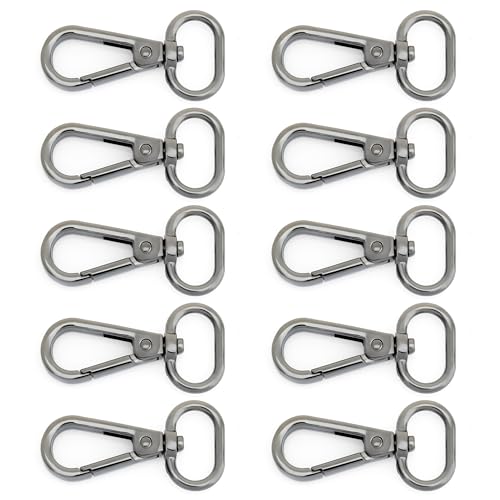 CRAFTMEMORE 10 Sets Gunmetal Snap Hooks Lobster Clasp Black Swivel Push Gate Fashion Clips with D Rings Craft FSD1 (3/4 Inch) - color: Gunmetal, size: 3/4 inch