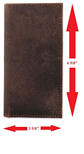F&L CLASSIC Men's RFID Vintage Look premium Genuine Leather Long Bifold Wallet Checkbook Wallets,buffalo vintage leather - color: buffalo vintage leather w/ White stitching
