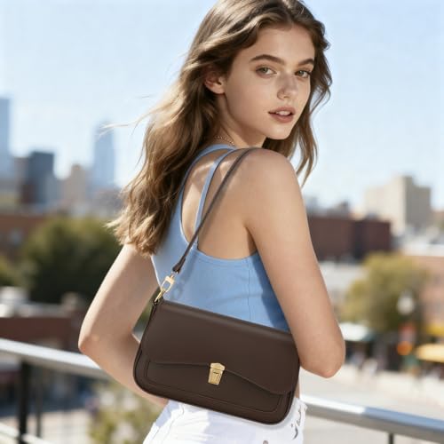KKXIU Small Shoulder Bag for Women Cute Hobo Handbags Mini Clutch Purses | Classic Trendy Retro Underarm Crossbody Bag with Detachable Straps, Zipper Closure - color: Coffee