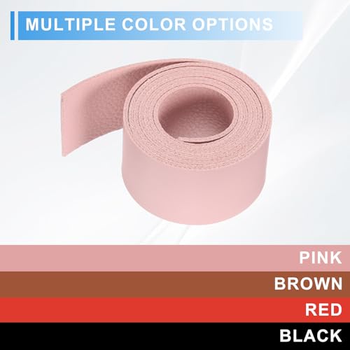 uxcell Leather Straps, 1.2 Inch Wide 39 Inch Long Soft Flat Leather Strips Cord for Craft Projects Tooling Belt Bag Making, Pink - color: Pink, size: 1.2 Inch Wide 39 Inch Long