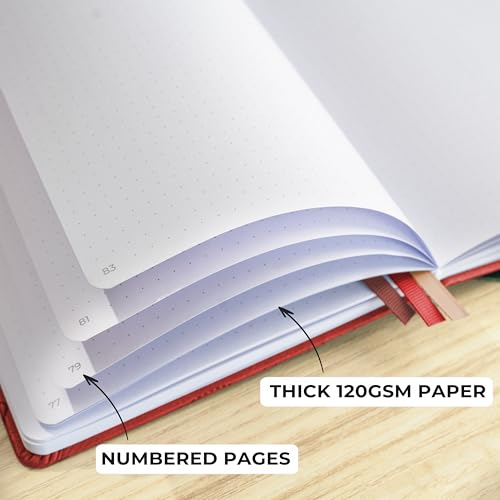 Clever Fox Dotted Journal, Blank A5 Notebook, Project Planner, Wine Red - color: Wine Red