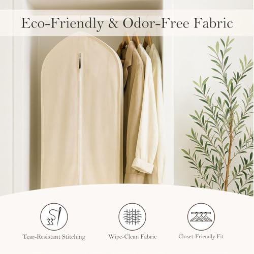 100% Cotton Garment Bag | Long | Breathable Garment Bags for Hanging Clothes | Garment Storage Bag for Long Dresses & Coats Storage | Pack of 2 (62 Inch) - size: 62 Inch (Pack of 2)