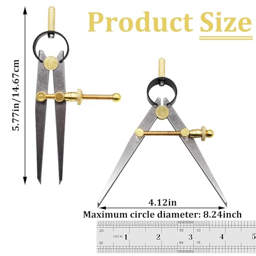Aienxn Adjustable Edge Creaser Wing Divider, DIY Leather Divider, Compass Drawing Tool, Rotating Craft Tool Leathercraft Compasses for Woodworking, Metalworking Geometry Drawing (4inch) - color: Yellow