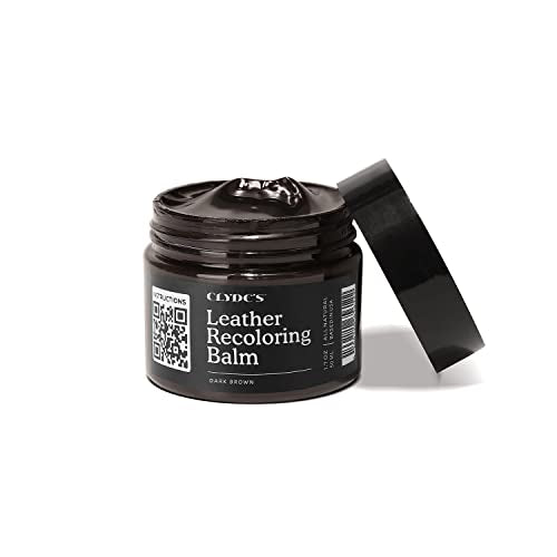 Clyde's™ Leather Company Leather Recoloring Balm – Color Restore & Scratch Repair Kit for Faded Leather Furniture, Car Seats, Sofa & Vinyl | 23 Colors | Non-Toxic Dye - color: Dark Brown, size: 50ML