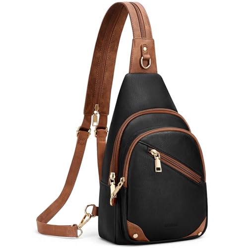 SYTRAH Anti Theft Sling Bag for Women, RFID Crossbody Purses Travel - color: Black Brwon