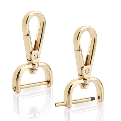 CRAFTMEMORE 2pcs Detachable Snap Hook Swivel Clasp w/Screw Bar VT493 Bag Strap Hardware Replacement (1-1/4 Inch, Gold) - color: Gold, size: 1-1/4 inch