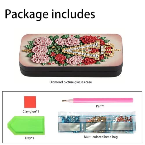 DIZAKIM 1pcs 5d Diamond Art Kits for Adults Small Diamond Painting Kit Gem Art Paint by Diamonds Dots Eyeglasses Case DIY for Beginner Women (#1) - color: #1