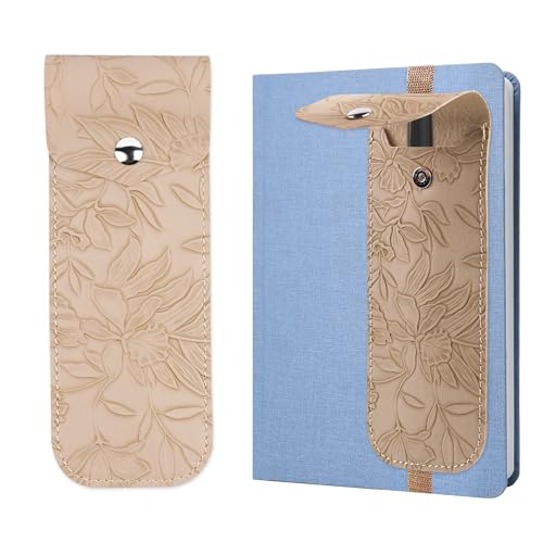 Adjustable Elastic Band Pen Holder for Notebooks, Pen Sleeve Pouch for Journals, Pencil Holder, Bible Planner Accessories, Cute Pencil Case(1-Light Brown) - color: 1-Light Brown